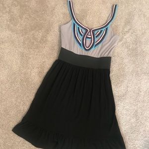 Black and grey dress with ruffles